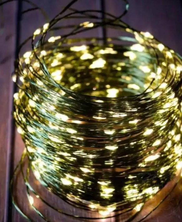 Гірлянда-нитка Роса 220V 500 LED 8 режимів зелений провід на котушці 50 м Теплий білий (50 USB rosa) - фото 4