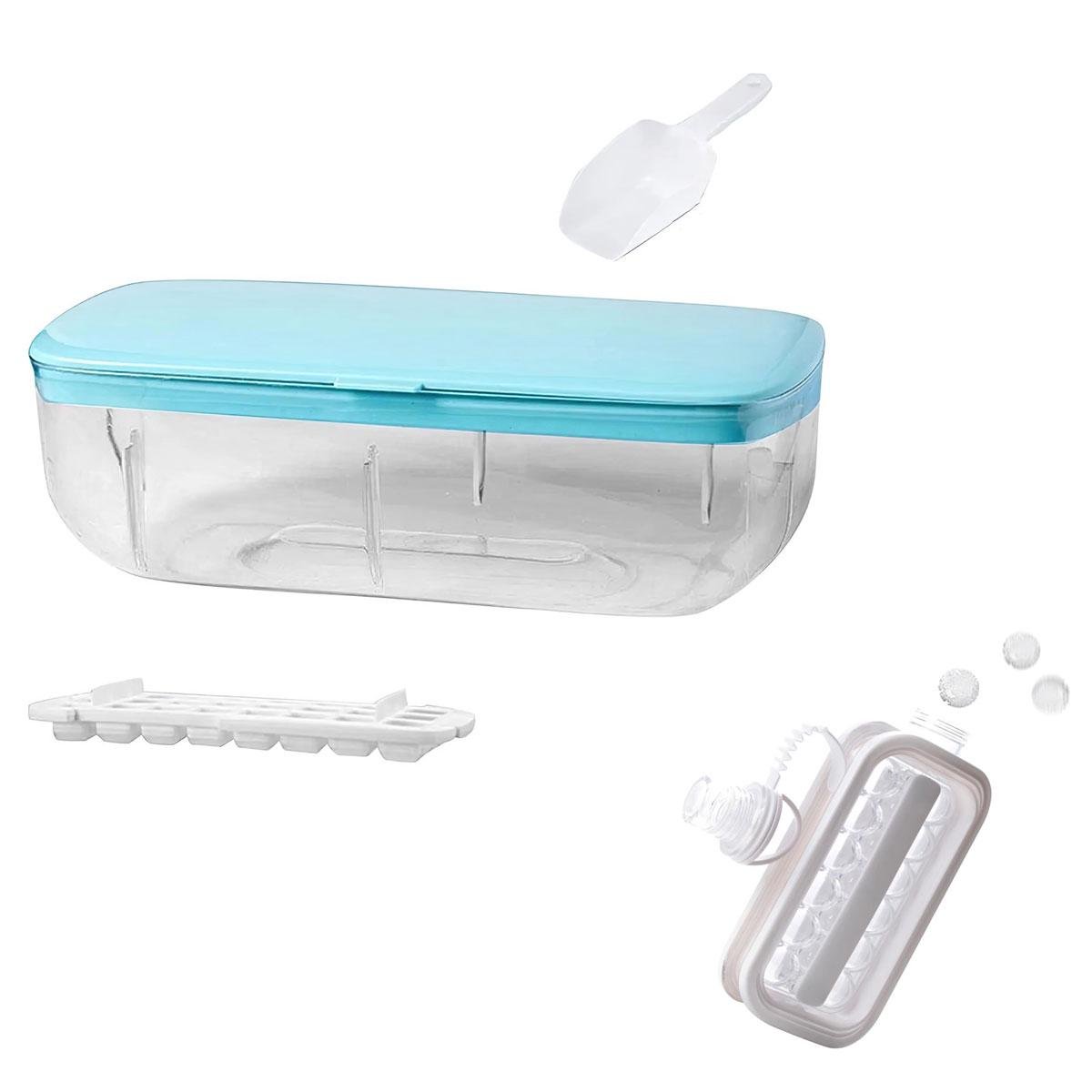 Форма для льоду ICE CUBE TRAY силіконова з контейнером та кришкою та форма для льоду на 17 кульок (3000204-TOP-2)