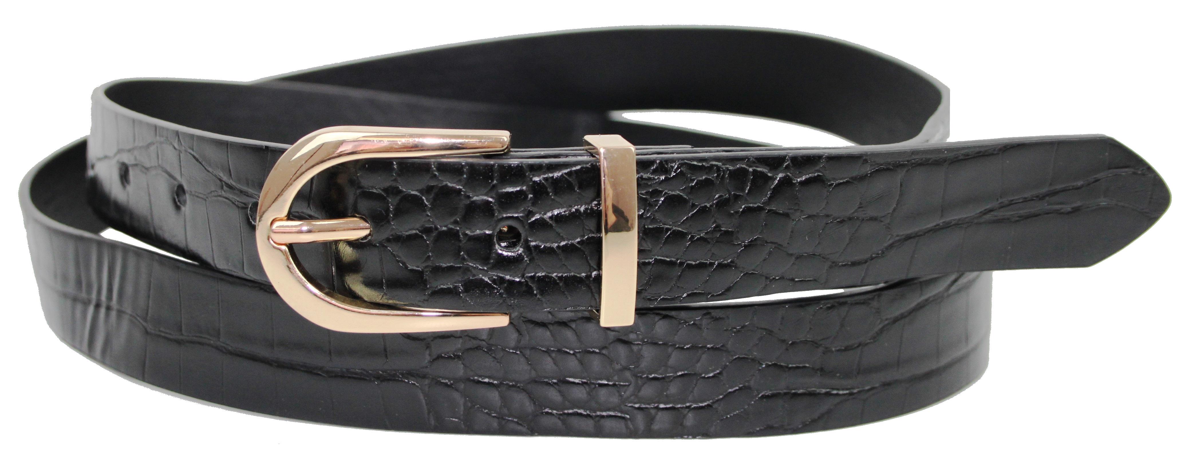 Ремень женский C&A из искусственной кожи под крокодила 2,5 см Черный (1101246)
