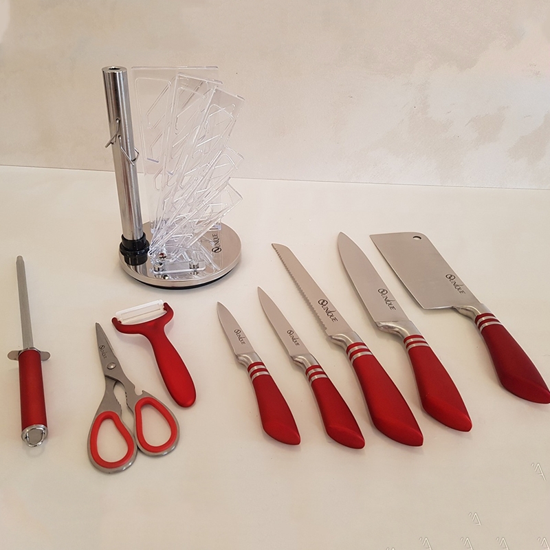 Набір ножів кухонних Unique UN-1832 нержавіюча сталь з підставкою 9 пр. Red (23793638) - фото 9 Набір ножів кухонних Unique UN-1832 нержавіюча сталь з підставкою 9 пр. Red (23793638) - фото 9