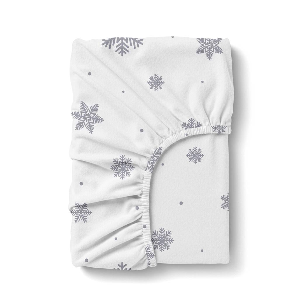 Простынь на резинке Cosas SNOWFLAKES SILVER фланель 160х200х20 см (4822052475775)