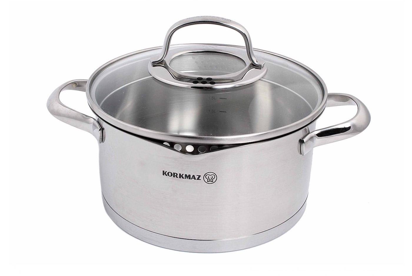 Кастрюля с крышкой Korkmaz steama 24 см 5,5 л (a1992) Кастрюля с крышкой Korkmaz steama 24 см 5,5 л (a1992)