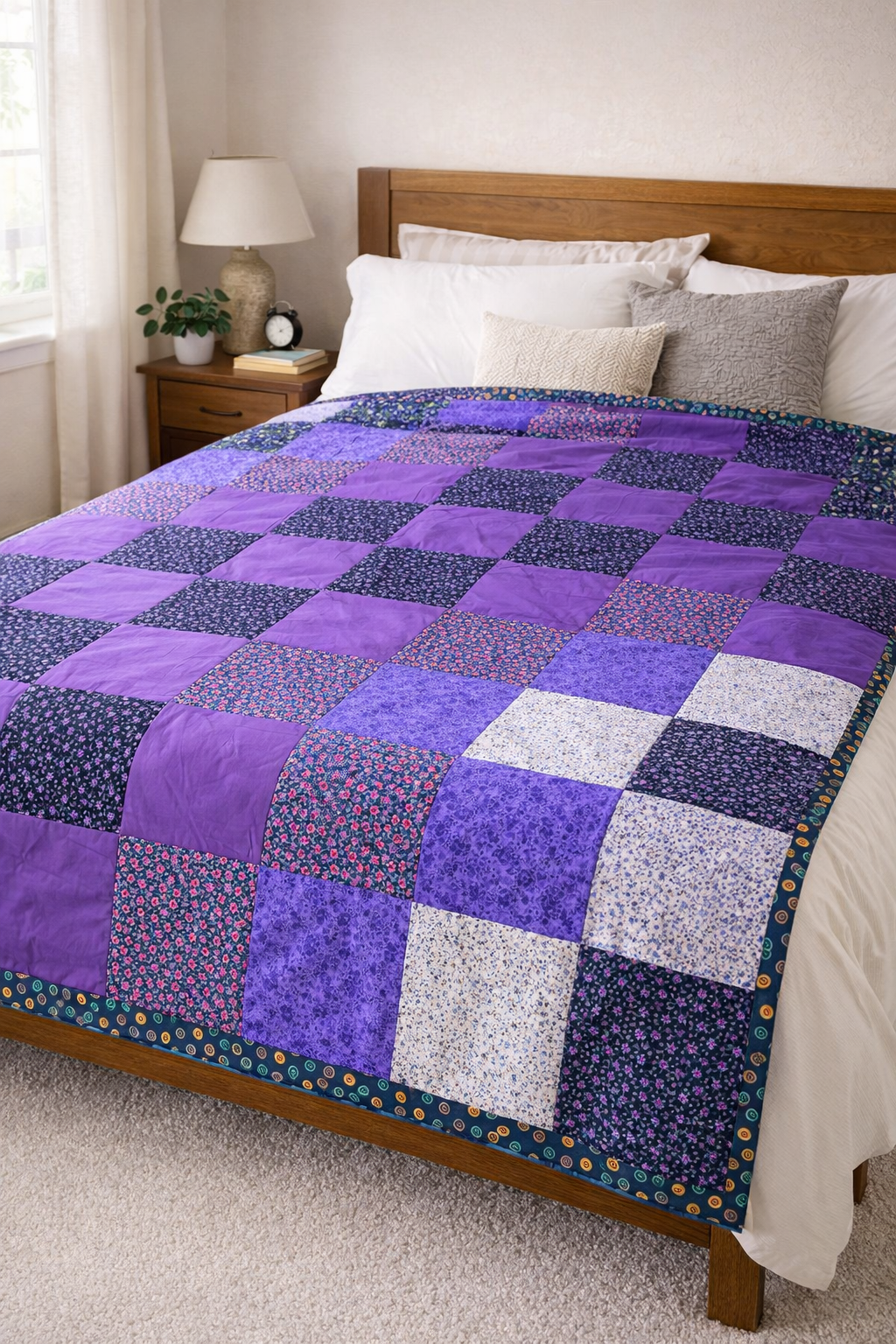 Покрывало пэчворк ручной работы 150х200 см. Вайолет.