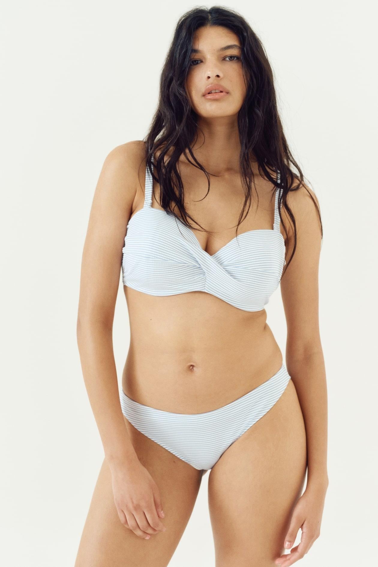 Купальные трусики H&M Полоски 1280378 M Бело-голубой