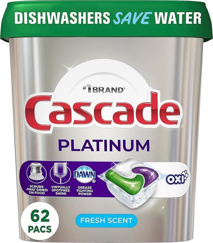 Капсули для миття посуду в посудомийній машині Cascade Actionpacs + Oxi 62 шт.