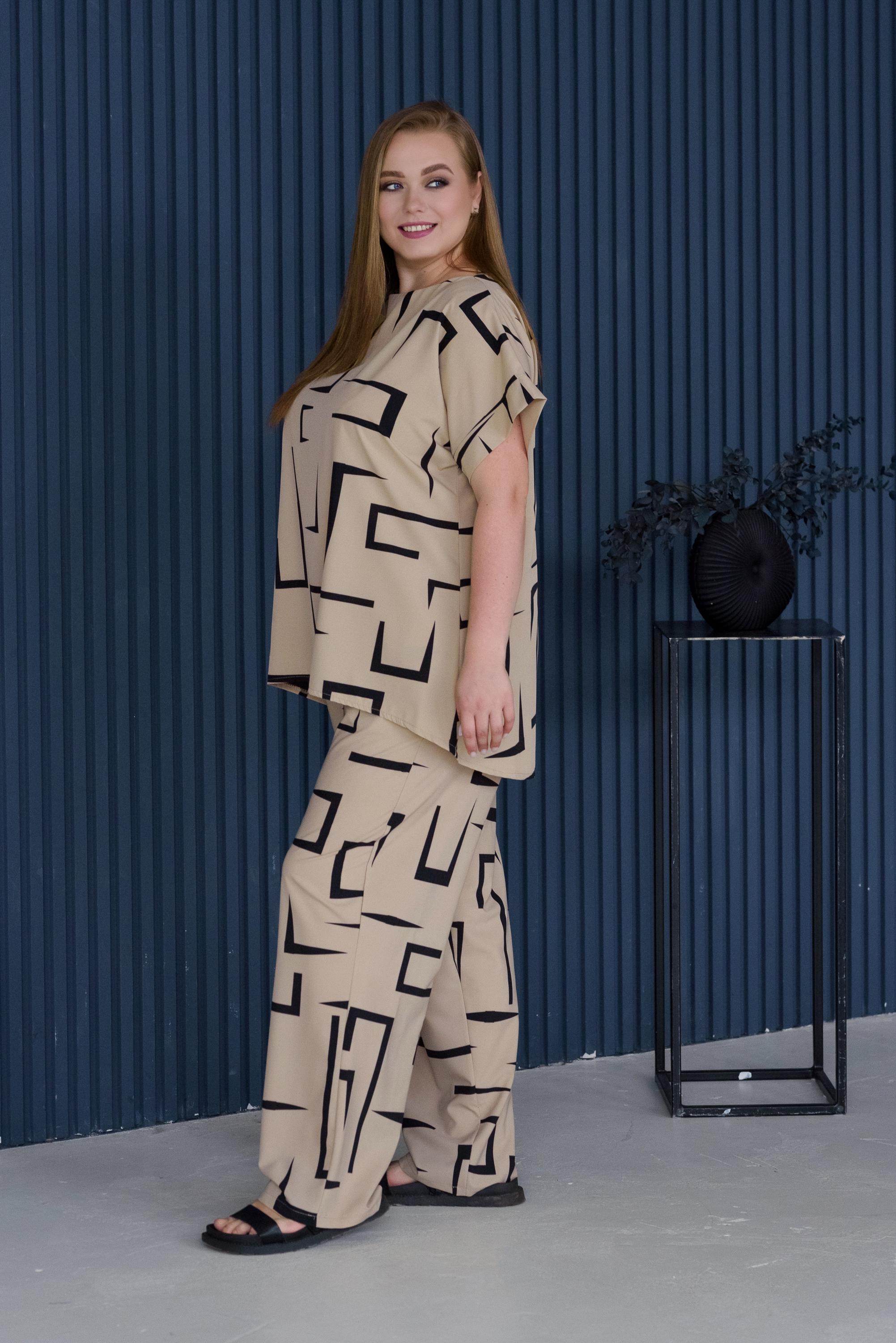 Костюм женский штапельный Альмина р. 60 Бежевый (26813257) - фото 3 Костюм женский штапельный Альмина р. 60 Бежевый (26813257) - фото 3