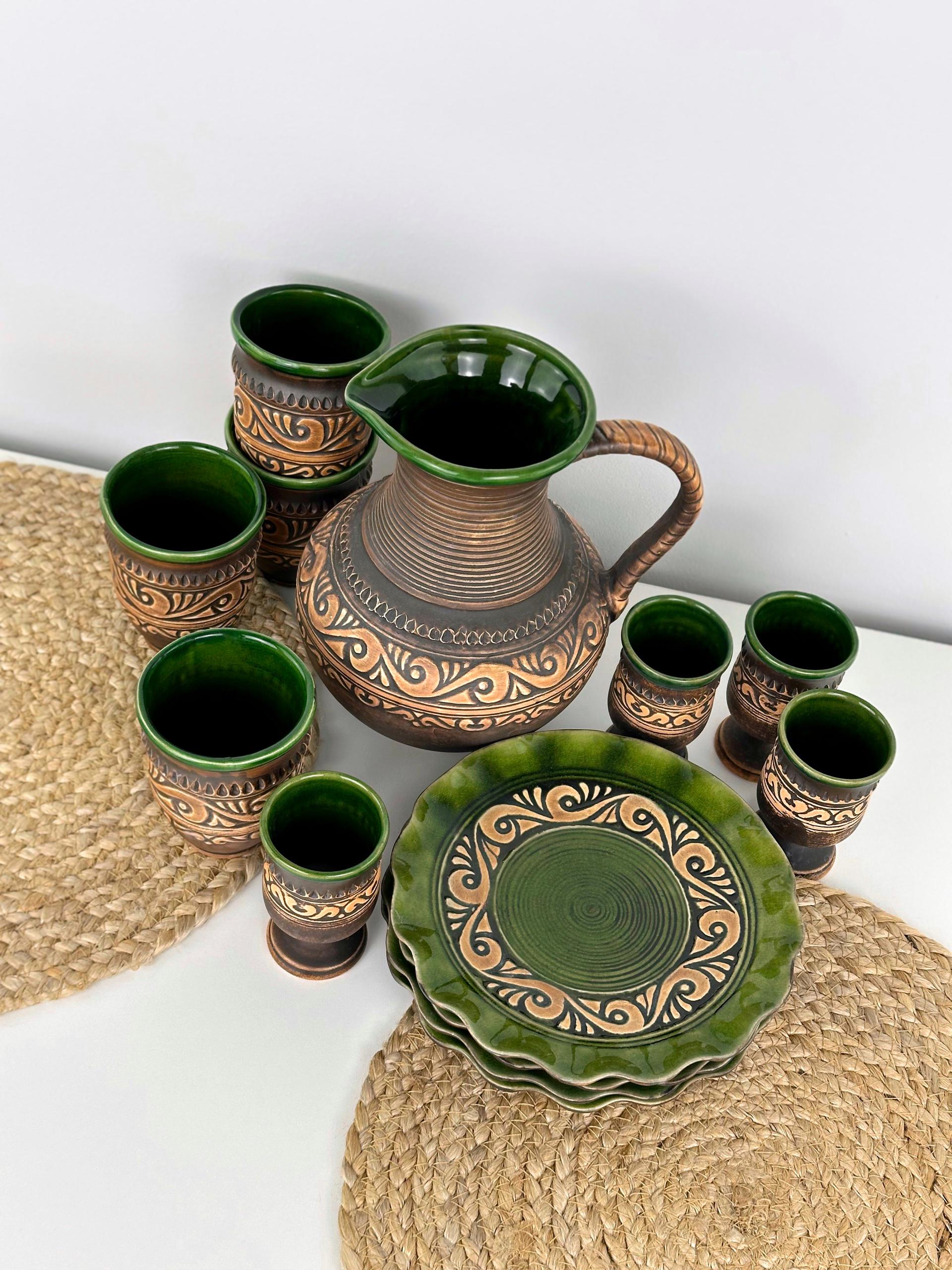 Набор глиняной посуды для сервировки стола на 4 человека Гражда Коричневый (17019-5) - фото 3 Набор глиняной посуды для сервировки стола на 4 человека Гражда Коричневый (17019-5) - фото 3