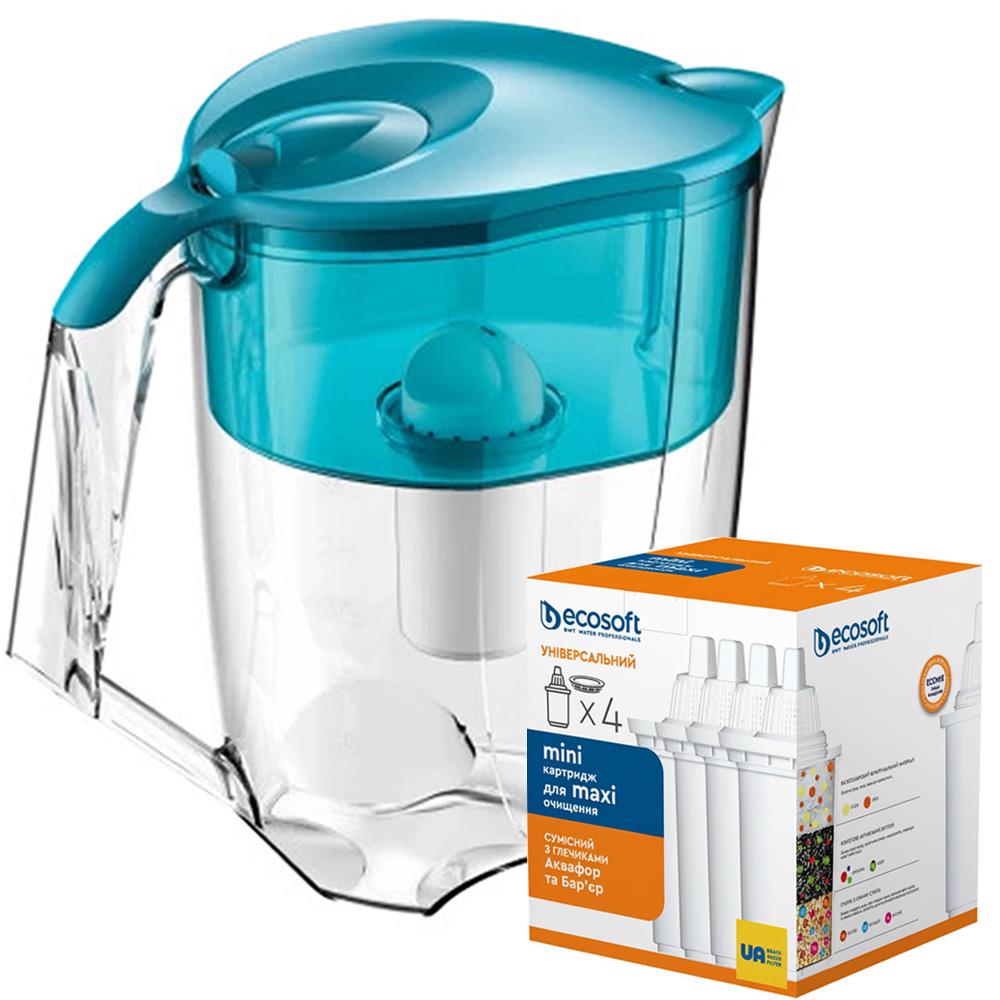 Фильтр-кувшин ECOSOFT Maxima и 4 картриджа Аква Грин (30658609)