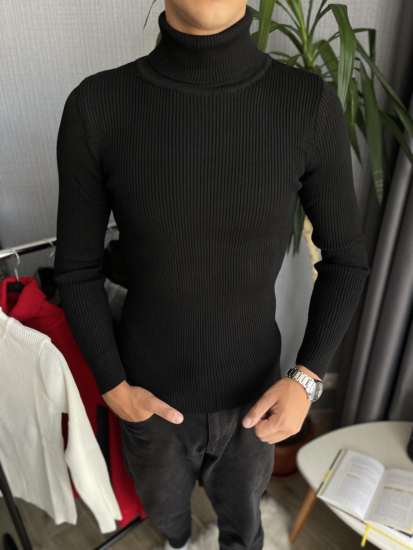 Гольф мужской с высокой горловиной в рубчик L Черный (26535/1) - фото 5 Гольф мужской с высокой горловиной в рубчик L Черный (26535/1) - фото 5