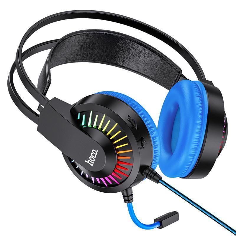 Навушники ігрові з підсвіткою Hoco W105 LED Joyful Gaming Headphones Чорний/Синий (2005116452)