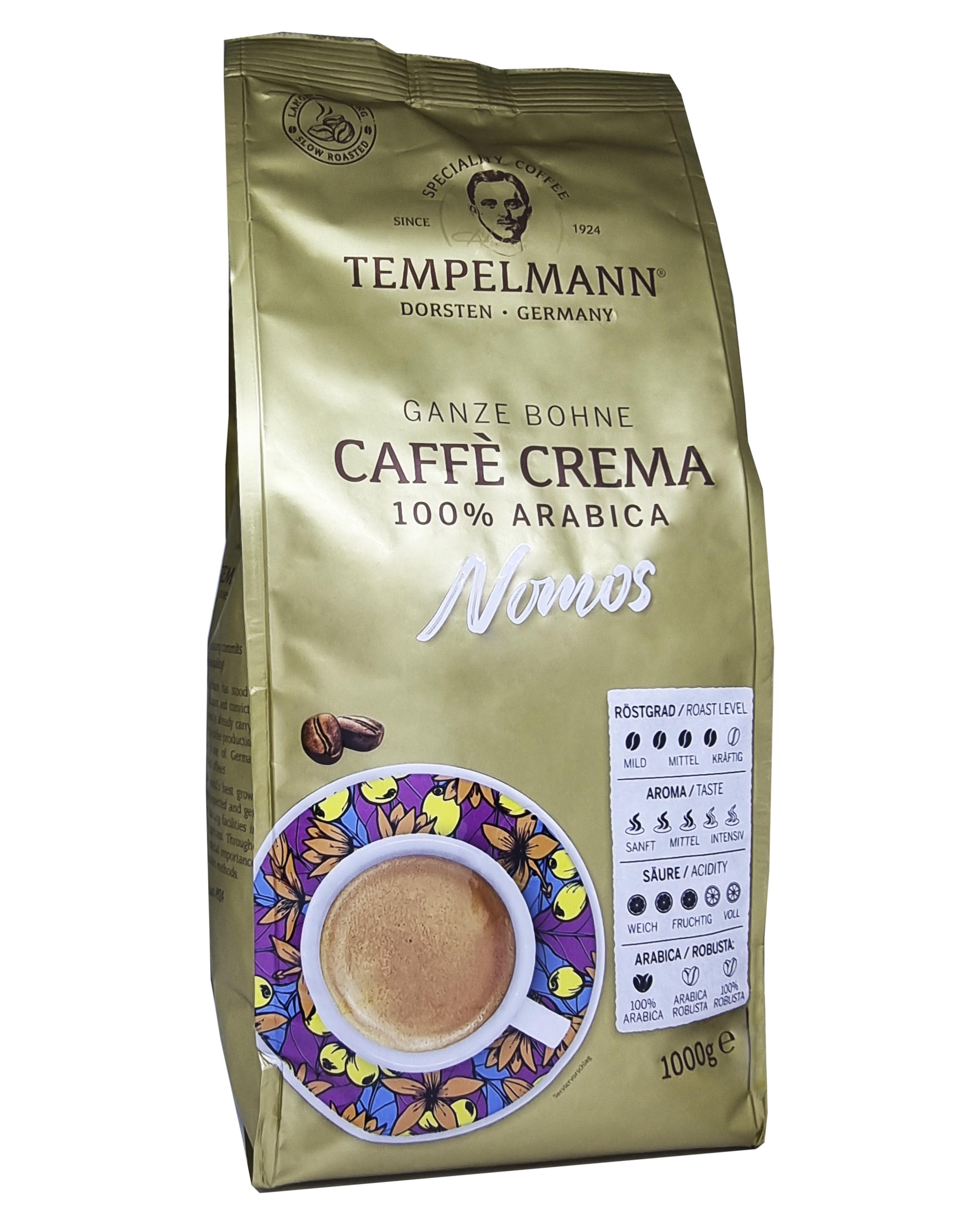 Кофе Tempelmann Nomos 100% арабика зерно 1 кг (56837) Кофе Tempelmann Nomos 100% арабика зерно 1 кг (56837)