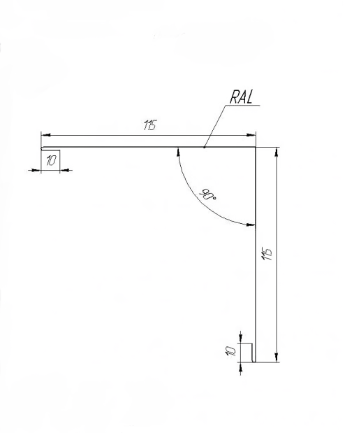 Планка внешних углов 2 м 0,45 мм 115x115 мм Цинк - фото 2