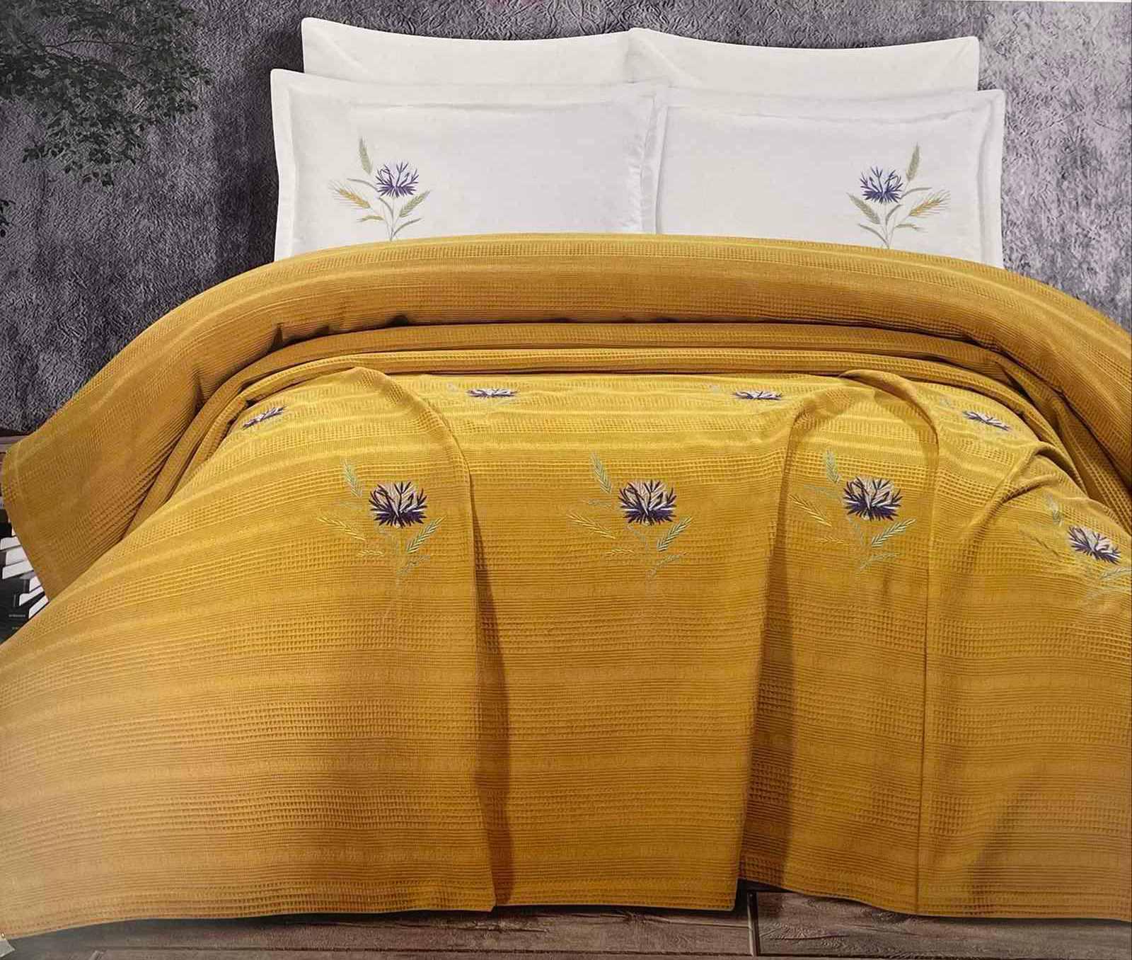 Набір покривал із наволочками Pique Batunur Nare 240х260 см Hardal (CN37861) - фото 2