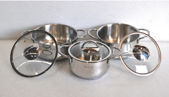 Набір каструль OMS з нержавіючої сталі 6 предметів (1032-S) - фото 9