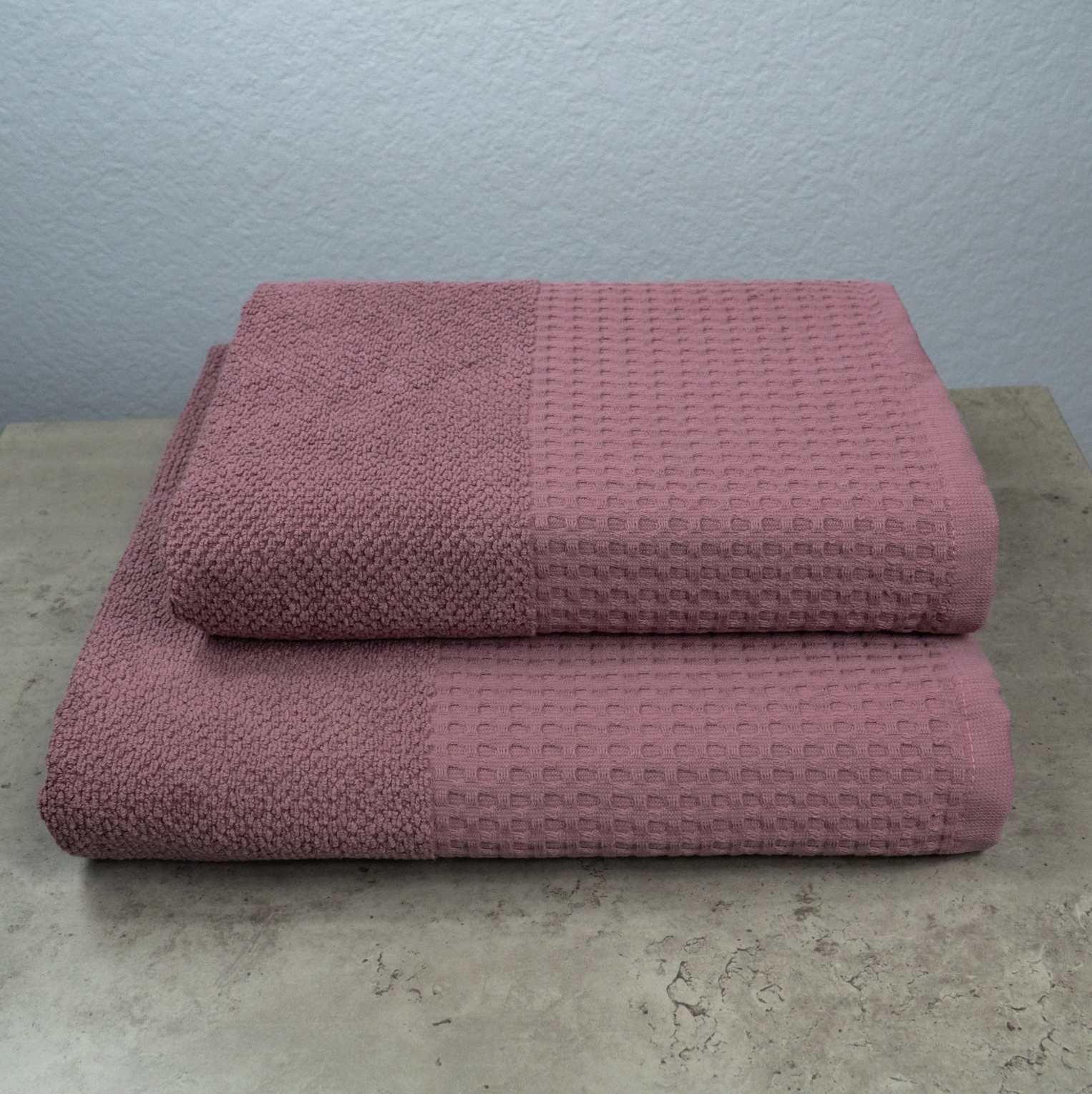 Комплект полотенец GM Textile Бордюр вафельный 2 шт. 50х90 см/70х140 см Виноградный (500-2k-vb-vinograd)