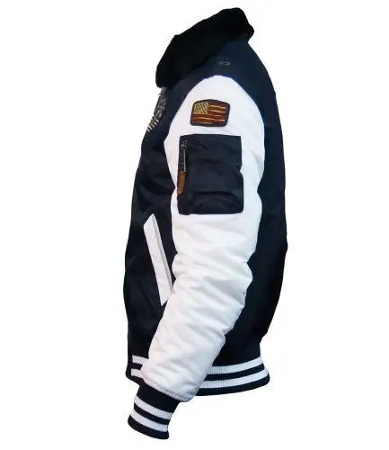 Бомбер Top Gun MA-1 Color Block With Fur and Patches 2XL Navy/White (TGJ1649PNW2XL) - фото 3