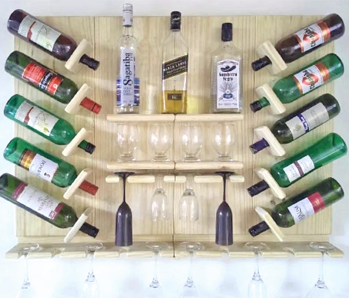 Полка для вина настенная из дерева Акеси Бланже (ПНК-013701)