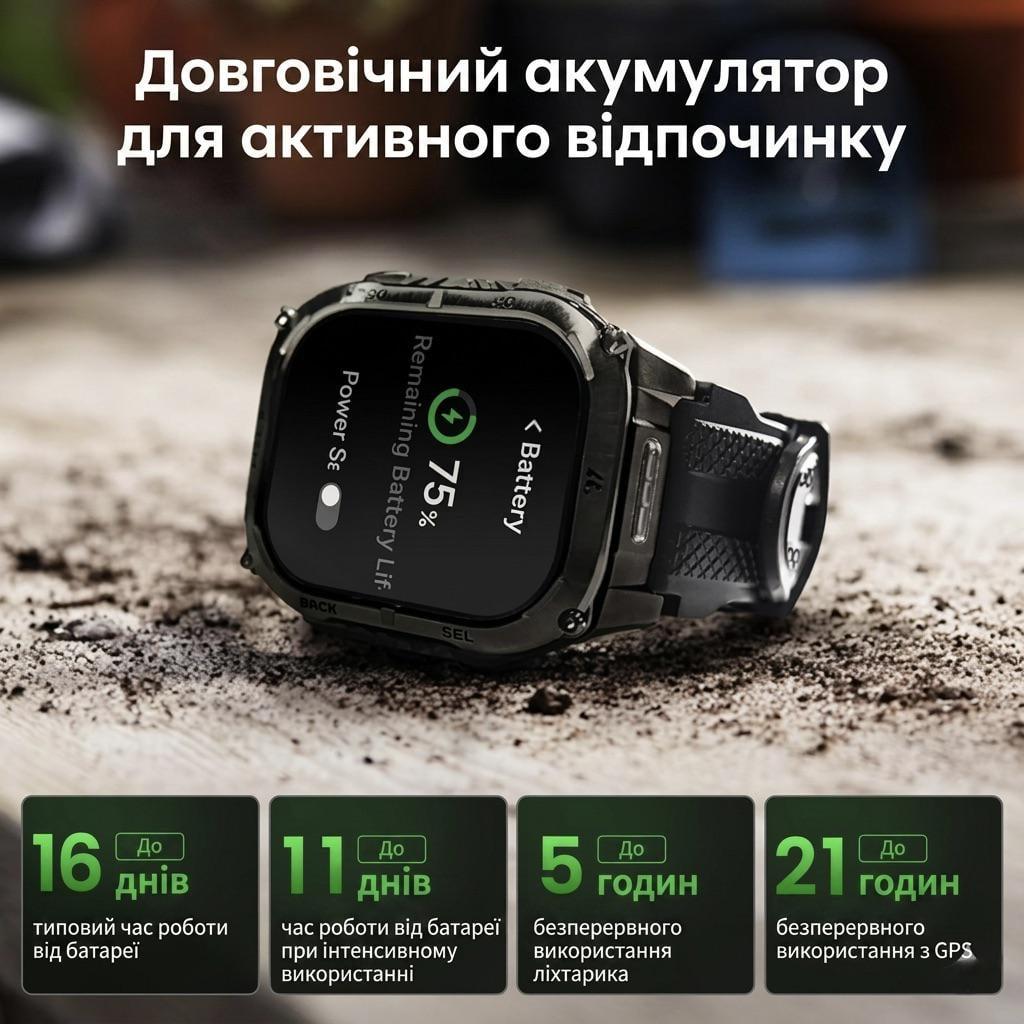 Смарт-часы тактические Kospet Tank M4С Black — фото 11