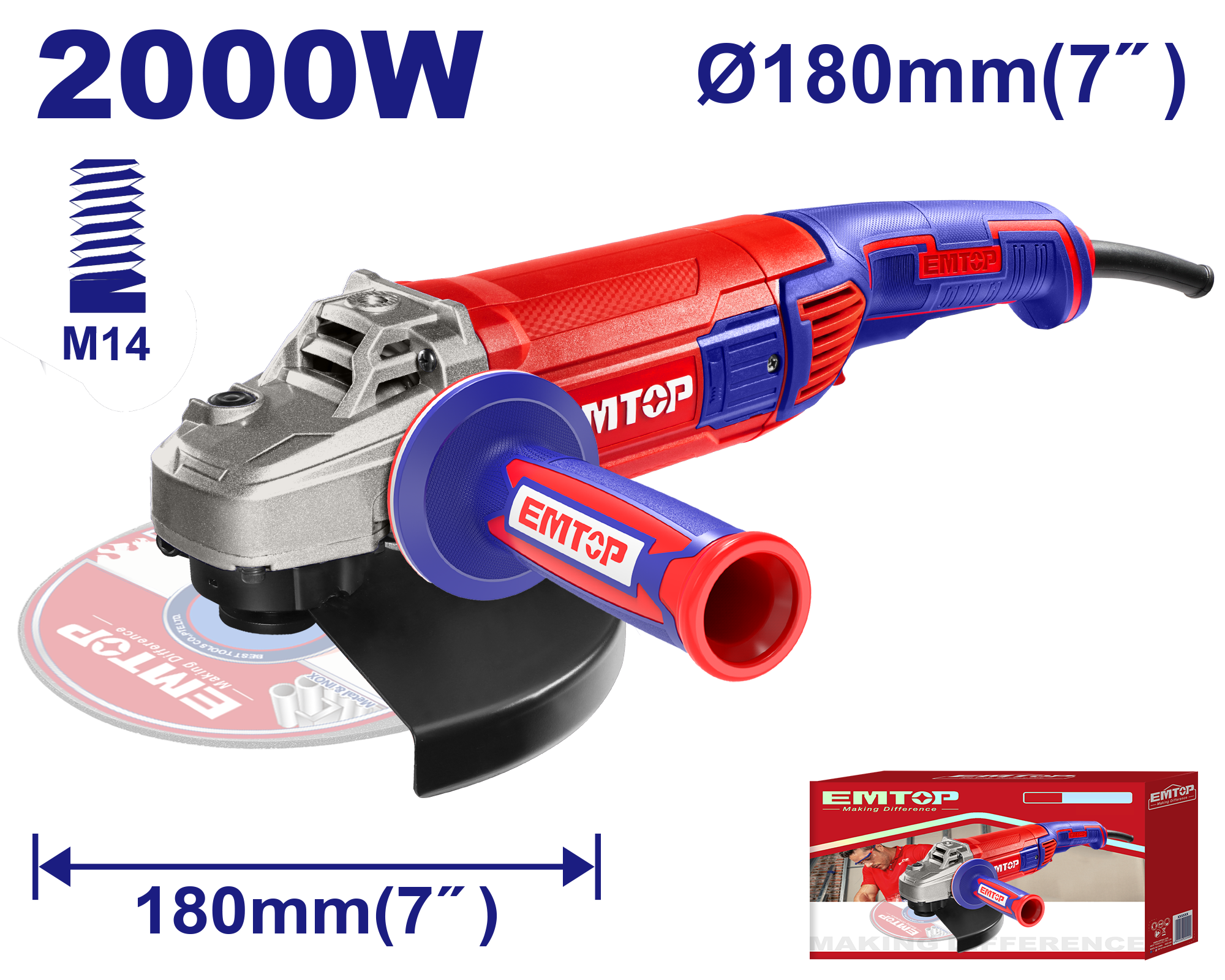 Болгарка EMTOP EAGR20073 - фото 2 Болгарка EMTOP EAGR20073 - фото 2