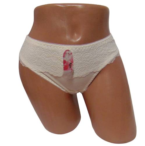 Женские трусики в рубчик Baoyandi 2103 с кружевом 3XL Молочный (1799511934)