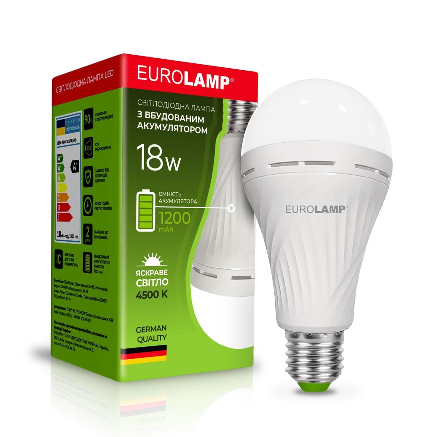 Лампа с аккумулятором Eurolamp LED 18 Вт (36486460)