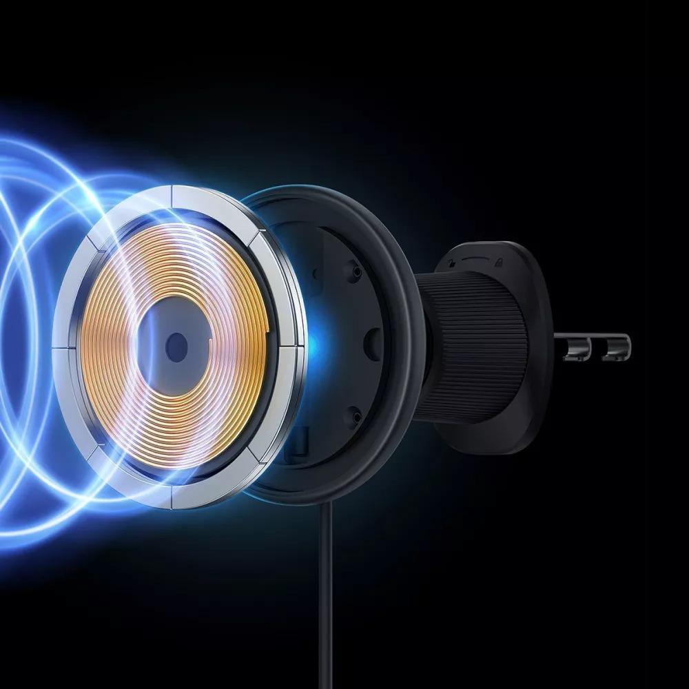 Автомобільний тримач з бездротовим зарядним пристоем BASEUS CW01 Magnetic 15W Black - фото 4