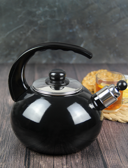 Чайник со свистком Kamille Vizo эмалированный с двойным дном для газа и индукции 2,5 л Черный (1039А) - фото 4 Чайник со свистком Kamille Vizo эмалированный с двойным дном для газа и индукции 2,5 л Черный (1039А) - фото 4