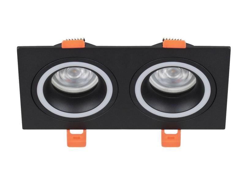 Точечный светильник Luxel GU5.3 IP20 квадрат двойной Черный металл (DP-05B)