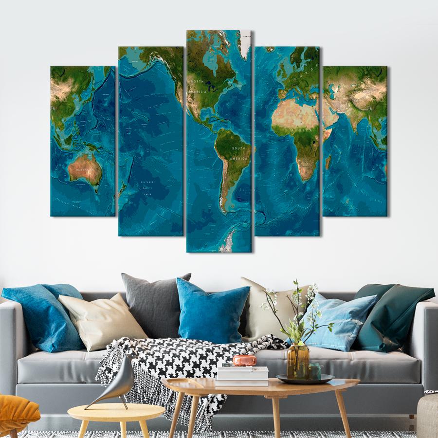 Картина карта Реалистичная карта материков 112x68 см (A1325-5) Картина карта Реалистичная карта материков 112x68 см (A1325-5)
