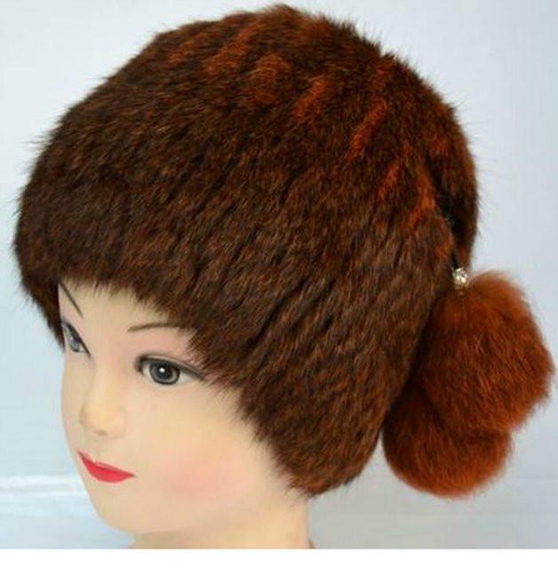 Шапка женская из натурального меха кролика (28103)