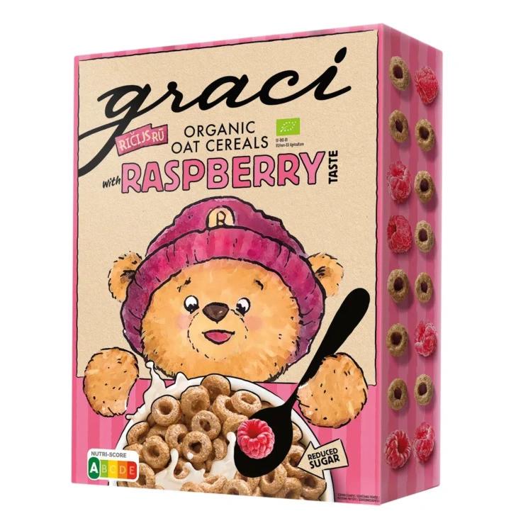 Завтрак сухой готовый GRACI органический Кольца овсяные со вкусом малины 300 г