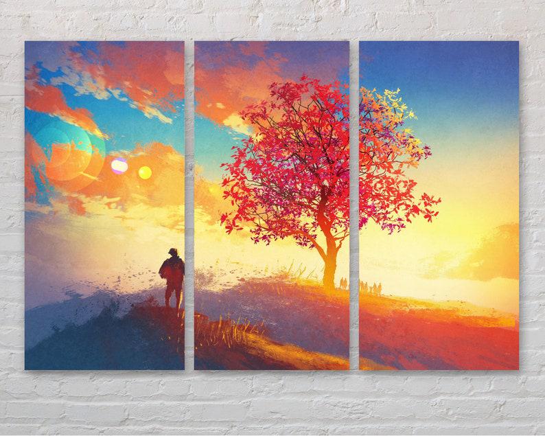Модульная картина KIL Art Путник на рассвете дня на холсте из трех частей 156x100 см (M3_XL_607)