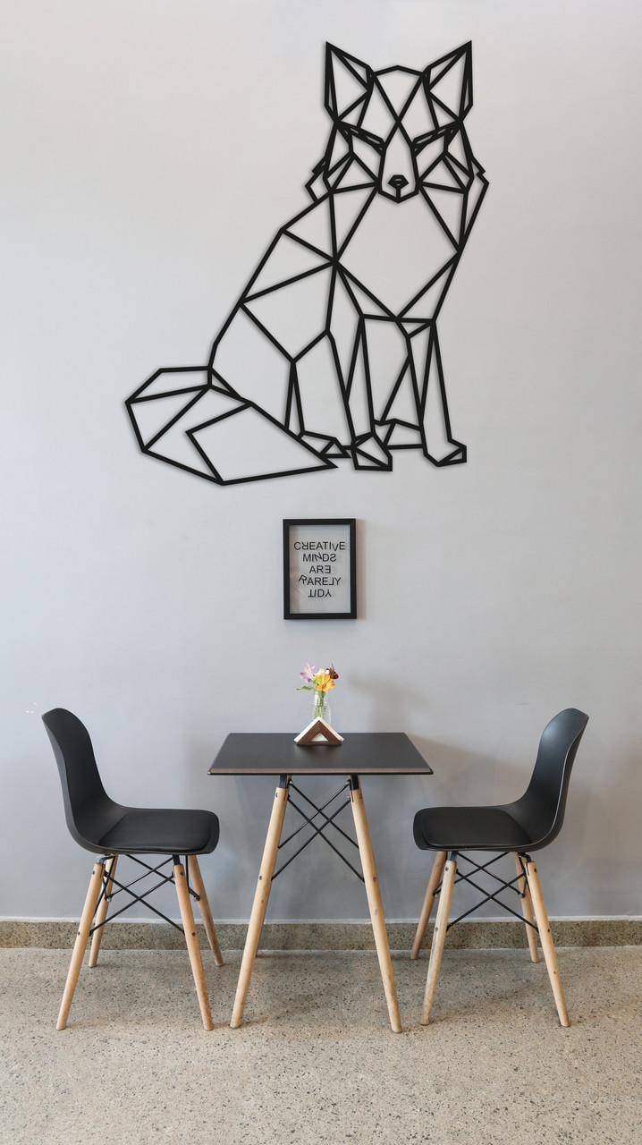 Панно деревянное Decart Fox настенный декор в стиле минимализм на кухню гостиную и спальню 70х90 см
