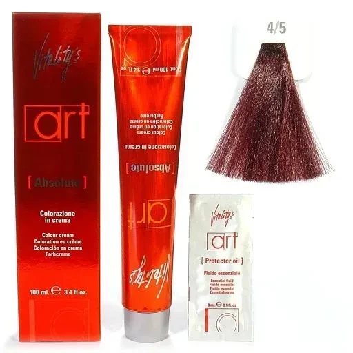Крем-краска для волос с масляным коктейлем Vitality’s Art Absolute Hair Color Cream 4/5 Махагоновый Шатен 100 мл