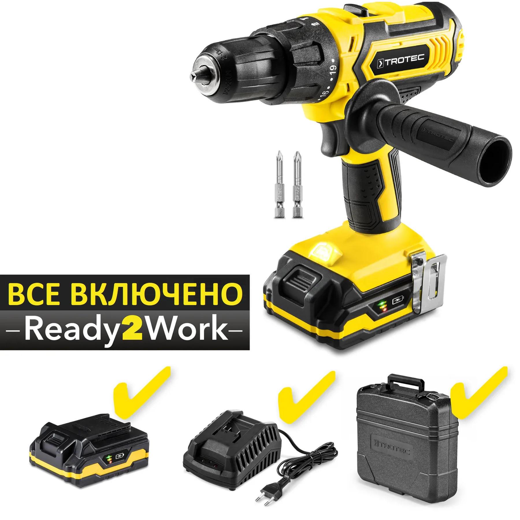 Дриль-шурупокрут акумуляторний Trotec PHDS 11-20V ударний з кейсом (4410000502) - фото 3