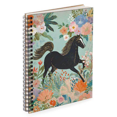 Скетчбук для ескізів та замальовок Чорний кінь та квіти 14,7х21 см 45 аркушів (BDP_26NY010)