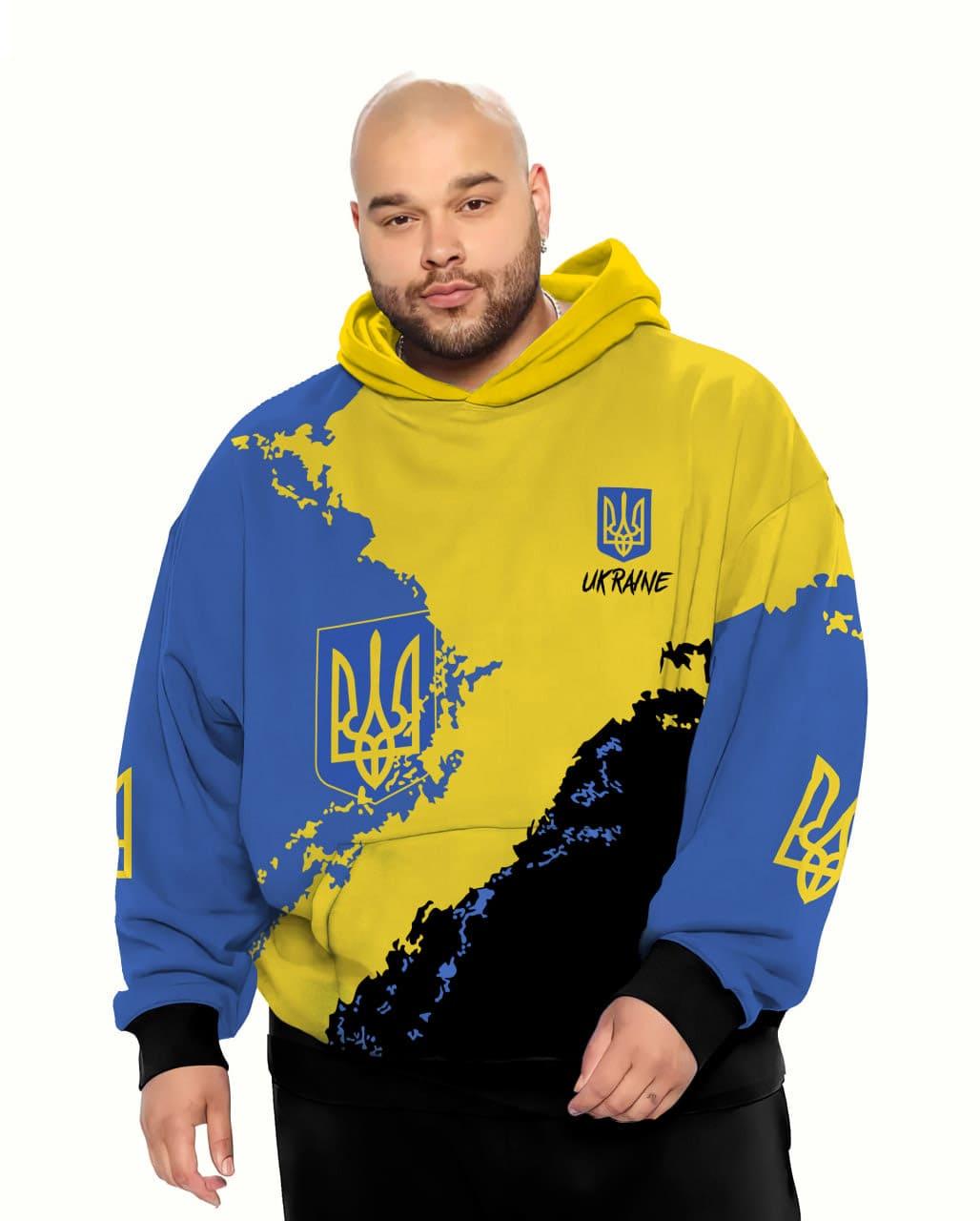 Худі чоловіче Хіт батал 5XL Синій/Жовтий (11075) - фото 1 Худі чоловіче Хіт батал 5XL Синій/Жовтий (11075) - фото 1