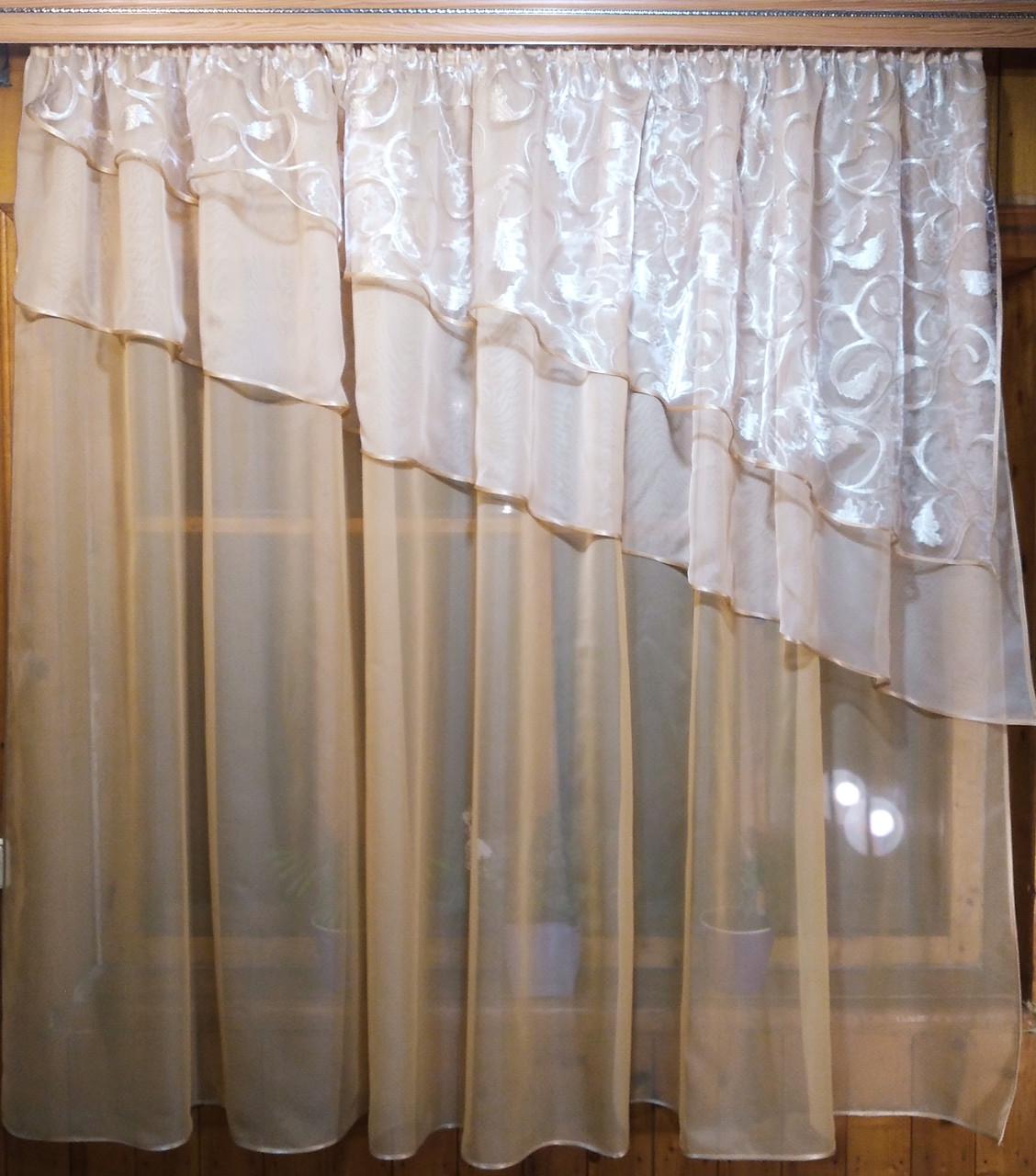 Шторка кухонна готова Алія Пісочний/Дубок - фото 2 Шторка кухонна готова Алія Пісочний/Дубок - фото 2