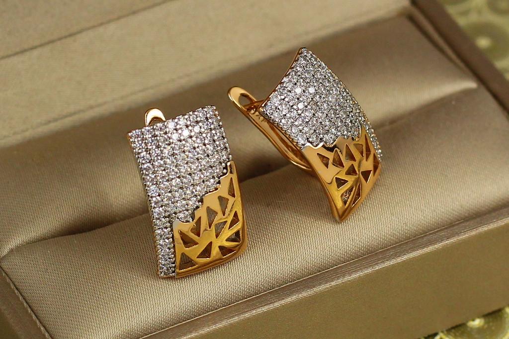 Серьги Xuping Jewelry отломок с родием 1,9 см Золотистый (2572052986)