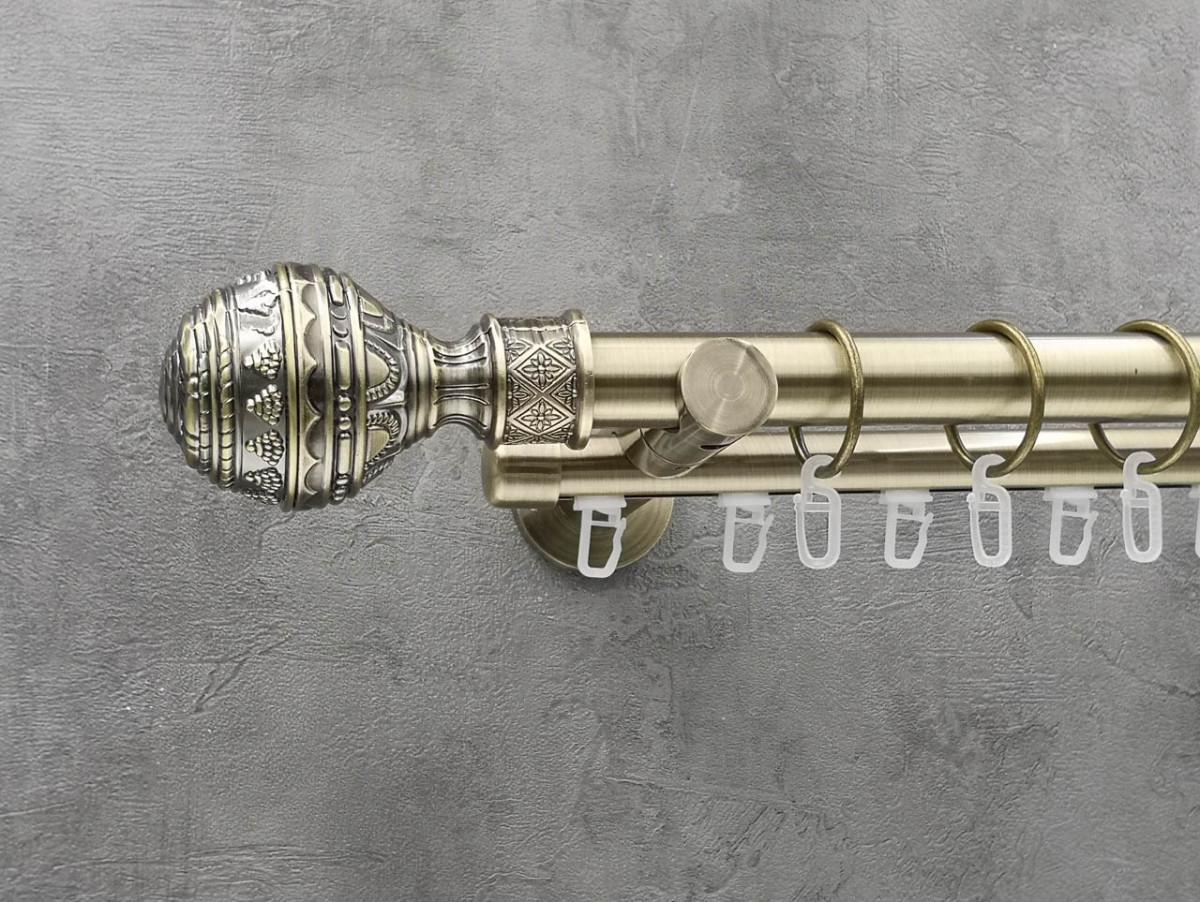 Карниз Quadrum Арабеска гладкая/импрессионная штанга двойной универсальный 25/19 мм 320 см Антик (262046726)