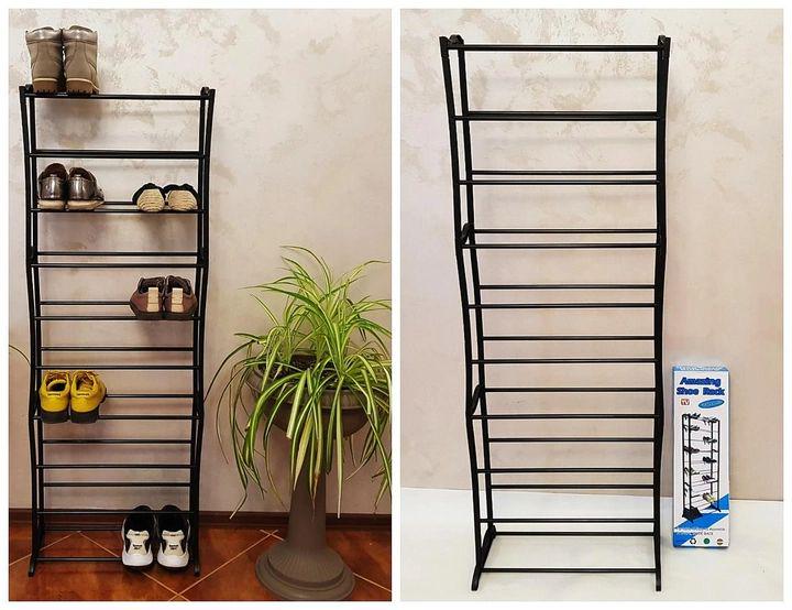 Полиця для взуття Amazing Shoe Rack для взуття на 30 пар з 10 полицями Чорний (ASR-12) - фото 3 Полиця для взуття Amazing Shoe Rack для взуття на 30 пар з 10 полицями Чорний (ASR-12) - фото 3