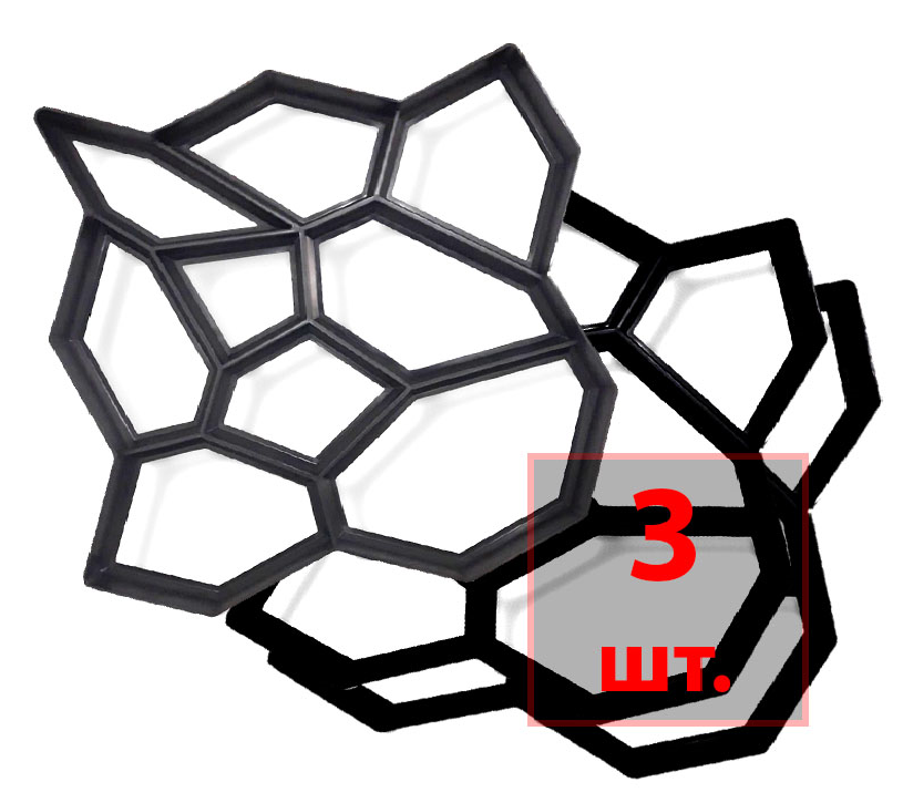 Форма для тротуарной плитки Садовая дорожка 600х600х50 мм усилена 3 шт. (12296561) - фото 3