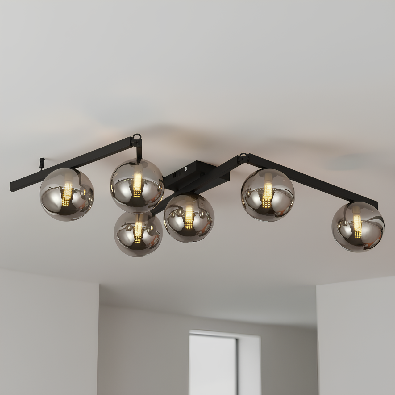 Люстра Valeso с шестью затемненными плафонами под лампу Е14 Черный (BX84016-6 BK)