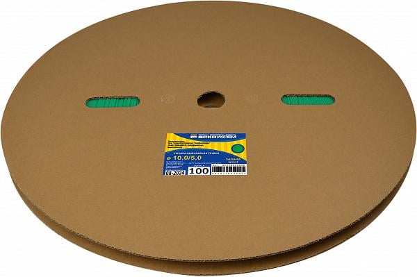 Трубка термоусадочная АСКО Ø10/5 мм 100 м Зеленый (A0150040695)