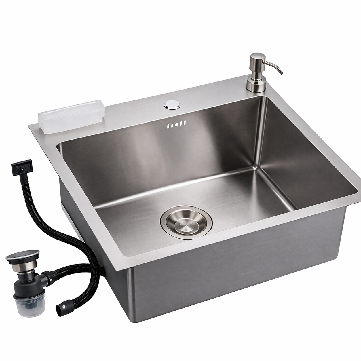 Мойка для кухни BRUSH 50/50 с сифоном и дозатором сталь нержавеющая Сатин (BR5050VAL)