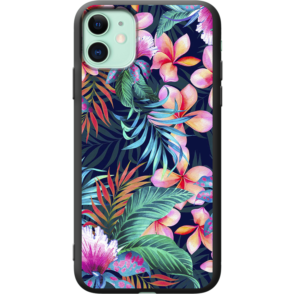 Чехол Boxface iPhone 11 flowers in the tropics Черный силикон (38184-up1971-38276)