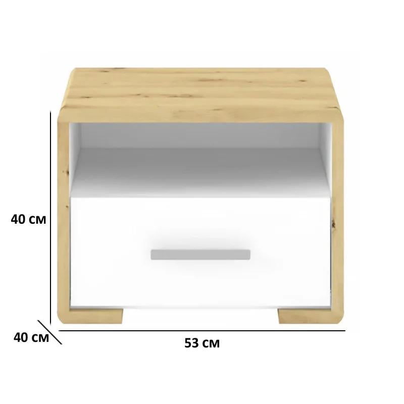 Тумба приліжкова KOM1S Gerbor Бука 530х400х400 мм Німфея альба/Дуб артизан - фото 2