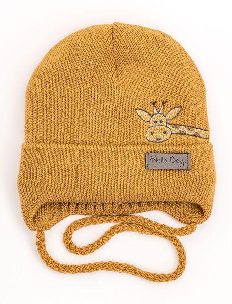 Шапка детская для мальчиков Жираф D863 хлопок 42-46 см Кирпичный