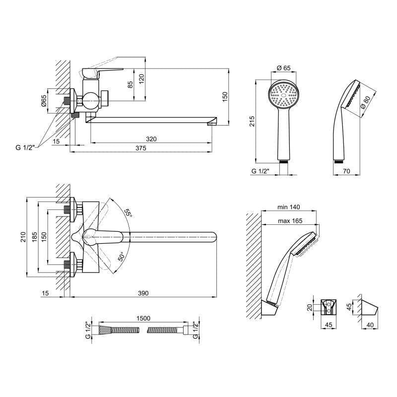 Набір змішувачів для ванної кімнати IDZ хром (2797728237) - фото 5 Набір змішувачів для ванної кімнати IDZ хром (2797728237) - фото 5