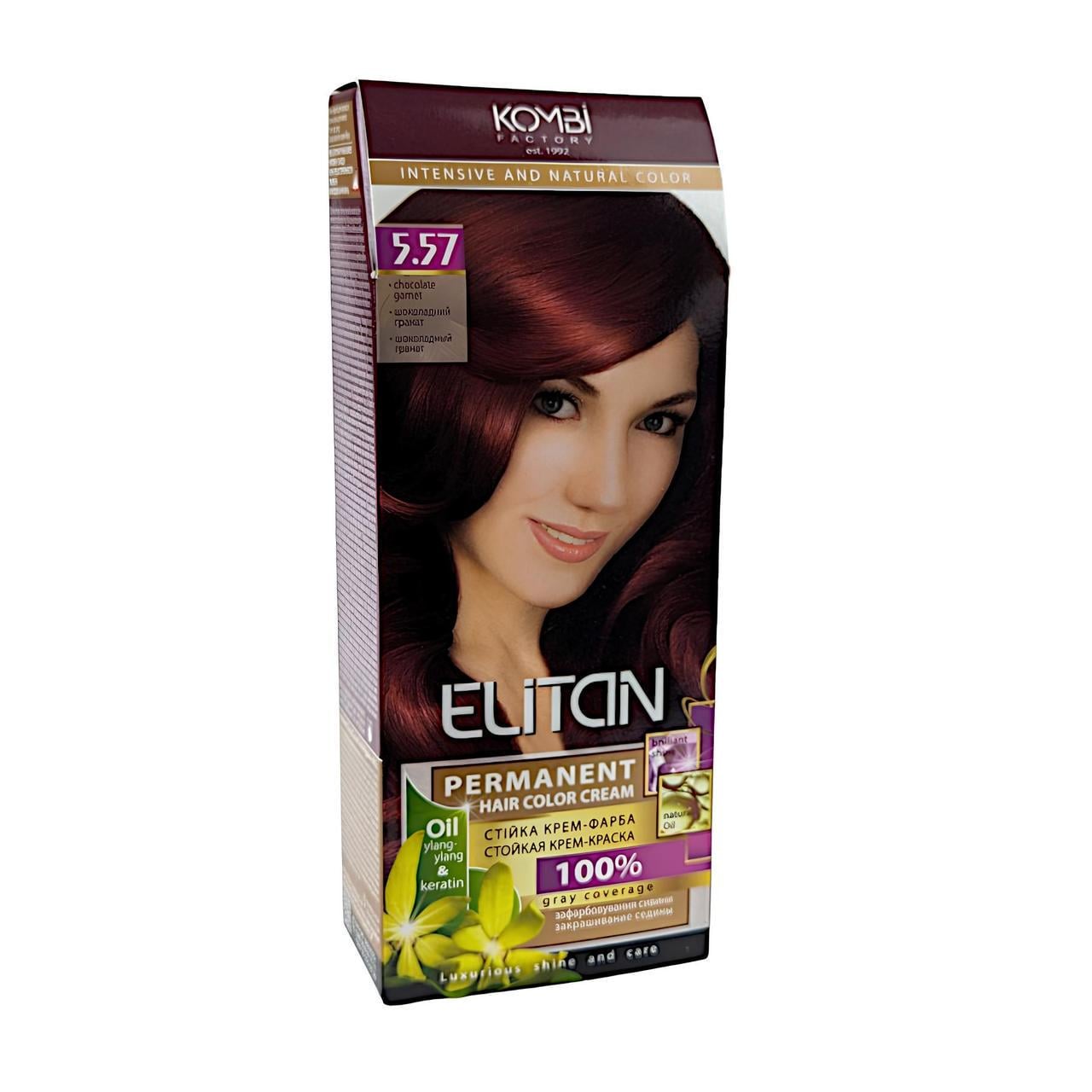 Крем-краска для волос стойкая ELITAN intensive and natural color 5-57 Шоколадный гранат (2185119440)